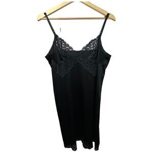 Vintage Vanity Fair Black Lace Slip Dress